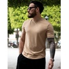 image:imageCOOFANDY Mens TShirts Summer Crew Neck Casual T Shirts Plain Short Sleeve Shirts Basic TeesB Light Khakiblack