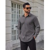 image:imageCOOFANDY Mens Tech Dress Shirts Long Sleeve Poplin Formal Shirt Casual Button Down ShirtsDark Grey