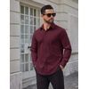 image:imageCOOFANDY Mens Tech Dress Shirts Long Sleeve Poplin Formal Shirt Casual Button Down ShirtsDeep Red