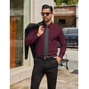 image:imageCOOFANDY Mens Tech Dress Shirts Long Sleeve Poplin Formal Shirt Casual Button Down ShirtsDeep Red