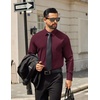 image:imageCOOFANDY Mens Tech Dress Shirts Long Sleeve Poplin Formal Shirt Casual Button Down ShirtsDeep Red