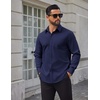 image:imageCOOFANDY Mens Tech Dress Shirts Long Sleeve Poplin Formal Shirt Casual Button Down ShirtsNavy Blue