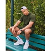 image:imageCOOFANDY Mens Tracksuit 2 Piece Hooded Athletic Sweatsuit Short Sleeve Casual Sports Hoodie Shorts SetArmy Green