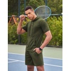 image:imageCOOFANDY Mens Tracksuit 2 Piece Hooded Athletic Sweatsuit Short Sleeve Casual Sports Hoodie Shorts SetArmy Green