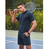 image:imageCOOFANDY Mens Tracksuit 2 Piece Hooded Athletic Sweatsuit Short Sleeve Casual Sports Hoodie Shorts SetBlue