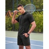 image:imageCOOFANDY Mens Tracksuit 2 Piece Hooded Athletic Sweatsuit Short Sleeve Casual Sports Hoodie Shorts SetDark Grey