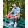 image:imageCOOFANDY Mens Tracksuit 2 Piece Hooded Athletic Sweatsuit Short Sleeve Casual Sports Hoodie Shorts SetLight Blue