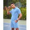 image:imageCOOFANDY Mens Tracksuit 2 Piece Hooded Athletic Sweatsuit Short Sleeve Casual Sports Hoodie Shorts SetLight Blue