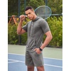 image:imageCOOFANDY Mens Tracksuit 2 Piece Hooded Athletic Sweatsuit Short Sleeve Casual Sports Hoodie Shorts SetLight Grey