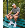 image:imageCOOFANDY Mens Tracksuit 2 Piece Hooded Athletic Sweatsuit Short Sleeve Casual Sports Hoodie Shorts SetLight Grey