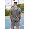 image:imageCOOFANDY Mens Tracksuit 2 Piece Hooded Athletic Sweatsuit Short Sleeve Casual Sports Hoodie Shorts SetLight Grey