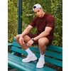 image:imageCOOFANDY Mens Tracksuit 2 Piece Hooded Athletic Sweatsuit Short Sleeve Casual Sports Hoodie Shorts SetWine Red