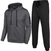 image:imageCOOFANDY Mens Tracksuit 2 Piece Hooded Athletic Sweatsuits Casual Running Jogging Sport Suit SetsZdark Grey Black