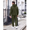 image:imageCOOFANDY Mens Tracksuit 2 Piece Hoodie Sweatsuit Sets Casual Athletic Jogging Suits Waffle Plaid Jacquard OutfitsArmy Green