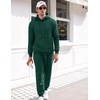 image:imageCOOFANDY Mens Tracksuit 2 Piece Hoodie Sweatsuit Sets Casual Athletic Jogging Suits Waffle Plaid Jacquard OutfitsGreen