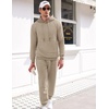 image:imageCOOFANDY Mens Tracksuit 2 Piece Hoodie Sweatsuit Sets Casual Athletic Jogging Suits Waffle Plaid Jacquard OutfitsKhaki