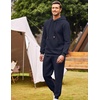 image:imageCOOFANDY Mens Tracksuit 2 Piece Hoodie Sweatsuit Sets Casual Athletic Jogging Suits Waffle Plaid Jacquard OutfitsNavy Blue