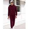 image:imageCOOFANDY Mens Tracksuit 2 Piece Hoodie Sweatsuit Sets Casual Athletic Jogging Suits Waffle Plaid Jacquard OutfitsWine Red