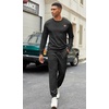 image:imageCOOFANDY Mens Tracksuit 2 Piece Set Crewneck Sweatsuits Jogging Suit Sets Long Sleeve Jacquard Pullover Shirt OutfitsBlack