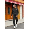 image:imageCOOFANDY Mens Tracksuit 2 Piece Set Crewneck Sweatsuits Jogging Suit Sets Long Sleeve Jacquard Pullover Shirt OutfitsBlack