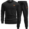 image:imageCOOFANDY Mens Tracksuit 2 Piece Set Crewneck Sweatsuits Jogging Suit Sets Long Sleeve Jacquard Pullover Shirt OutfitsBlack
