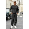 image:imageCOOFANDY Mens Tracksuit 2 Piece Set Crewneck Sweatsuits Jogging Suit Sets Long Sleeve Jacquard Pullover Shirt OutfitsBlack