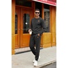 image:imageCOOFANDY Mens Tracksuit 2 Piece Set Crewneck Sweatsuits Jogging Suit Sets Long Sleeve Jacquard Pullover Shirt OutfitsBlack