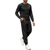 image:imageCOOFANDY Mens Tracksuit 2 Piece Set Crewneck Sweatsuits Jogging Suit Sets Long Sleeve Jacquard Pullover Shirt OutfitsBlack