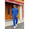 image:imageCOOFANDY Mens Tracksuit 2 Piece Set Crewneck Sweatsuits Jogging Suit Sets Long Sleeve Jacquard Pullover Shirt OutfitsBright Blue