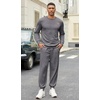 image:imageCOOFANDY Mens Tracksuit 2 Piece Set Crewneck Sweatsuits Jogging Suit Sets Long Sleeve Jacquard Pullover Shirt OutfitsDark Grey