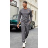 image:imageCOOFANDY Mens Tracksuit 2 Piece Set Crewneck Sweatsuits Jogging Suit Sets Long Sleeve Jacquard Pullover Shirt OutfitsDark Grey