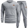 image:imageCOOFANDY Mens Tracksuit 2 Piece Set Crewneck Sweatsuits Jogging Suit Sets Long Sleeve Jacquard Pullover Shirt OutfitsLight Grey