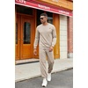 image:imageCOOFANDY Mens Tracksuit 2 Piece Set Crewneck Sweatsuits Jogging Suit Sets Long Sleeve Jacquard Pullover Shirt OutfitsMedium Khaki