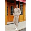 image:imageCOOFANDY Mens Tracksuit 2 Piece Set Crewneck Sweatsuits Jogging Suit Sets Long Sleeve Jacquard Pullover Shirt OutfitsMedium Khaki
