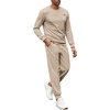 image:imageCOOFANDY Mens Tracksuit 2 Piece Set Crewneck Sweatsuits Jogging Suit Sets Long Sleeve Jacquard Pullover Shirt OutfitsMedium Khaki