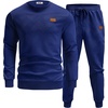 image:imageCOOFANDY Mens Tracksuit 2 Piece Set Crewneck Sweatsuits Jogging Suit Sets Long Sleeve Jacquard Pullover Shirt OutfitsNavy Blue