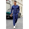image:imageCOOFANDY Mens Tracksuit 2 Piece Set Crewneck Sweatsuits Jogging Suit Sets Long Sleeve Jacquard Pullover Shirt OutfitsNavy Blue