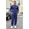 image:imageCOOFANDY Mens Tracksuit 2 Piece Set Crewneck Sweatsuits Jogging Suit Sets Long Sleeve Jacquard Pullover Shirt OutfitsNavy Blue