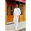 image:imageCOOFANDY Mens Tracksuit 2 Piece Set Crewneck Sweatsuits Jogging Suit Sets Long Sleeve Jacquard Pullover Shirt OutfitsWhite