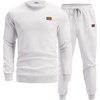image:imageCOOFANDY Mens Tracksuit 2 Piece Set Crewneck Sweatsuits Jogging Suit Sets Long Sleeve Jacquard Pullover Shirt OutfitsWhite