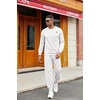 image:imageCOOFANDY Mens Tracksuit 2 Piece Set Crewneck Sweatsuits Jogging Suit Sets Long Sleeve Jacquard Pullover Shirt OutfitsWhite