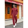 image:imageCOOFANDY Mens Tracksuit 2 Piece Set Crewneck Sweatsuits Jogging Suit Sets Long Sleeve Jacquard Pullover Shirt OutfitsWine Red