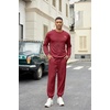 image:imageCOOFANDY Mens Tracksuit 2 Piece Set Crewneck Sweatsuits Jogging Suit Sets Long Sleeve Jacquard Pullover Shirt OutfitsWine Red