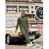 image:imageCOOFANDY Mens Tracksuit 2 Piece Set Geometric Texture Quarter Zip Pullover Sweatshirt Athletic Running SweatsuitsArmy Green