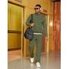 image:imageCOOFANDY Mens Tracksuit 2 Piece Set Geometric Texture Quarter Zip Pullover Sweatshirt Athletic Running SweatsuitsArmy Green