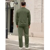 image:imageCOOFANDY Mens Tracksuit 2 Piece Set Geometric Texture Quarter Zip Pullover Sweatshirt Athletic Running SweatsuitsArmy Green