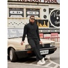 image:imageCOOFANDY Mens Tracksuit 2 Piece Set Geometric Texture Quarter Zip Pullover Sweatshirt Athletic Running SweatsuitsBlack