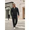 image:imageCOOFANDY Mens Tracksuit 2 Piece Set Geometric Texture Quarter Zip Pullover Sweatshirt Athletic Running SweatsuitsBlack