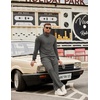 image:imageCOOFANDY Mens Tracksuit 2 Piece Set Geometric Texture Quarter Zip Pullover Sweatshirt Athletic Running SweatsuitsDark Grey