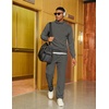 image:imageCOOFANDY Mens Tracksuit 2 Piece Set Geometric Texture Quarter Zip Pullover Sweatshirt Athletic Running SweatsuitsDark Grey
